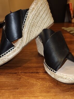 Charles By Charles David Black Espadrille Wedge Sandals